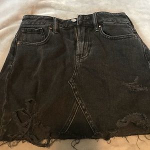 Distressed Black Jean Skirt